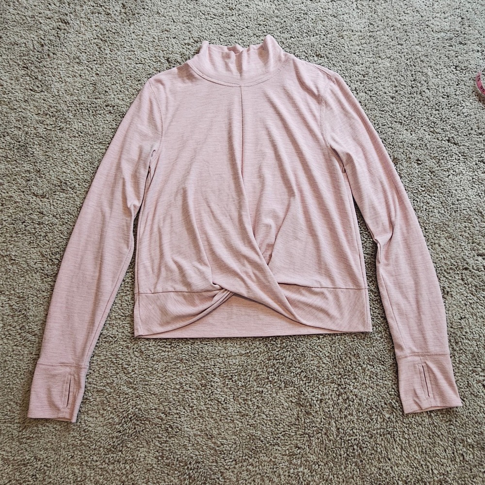 Old Navy‎ Active Pink Heathered Twist Front Long Sleeve Athleisure Top Womens M